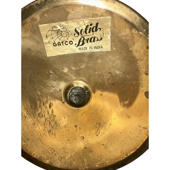 Pair of Vintage Mcm Gatco Brass And Black Candlestick 9 3/4 Inches Rare Design  - Picture 5 of 6